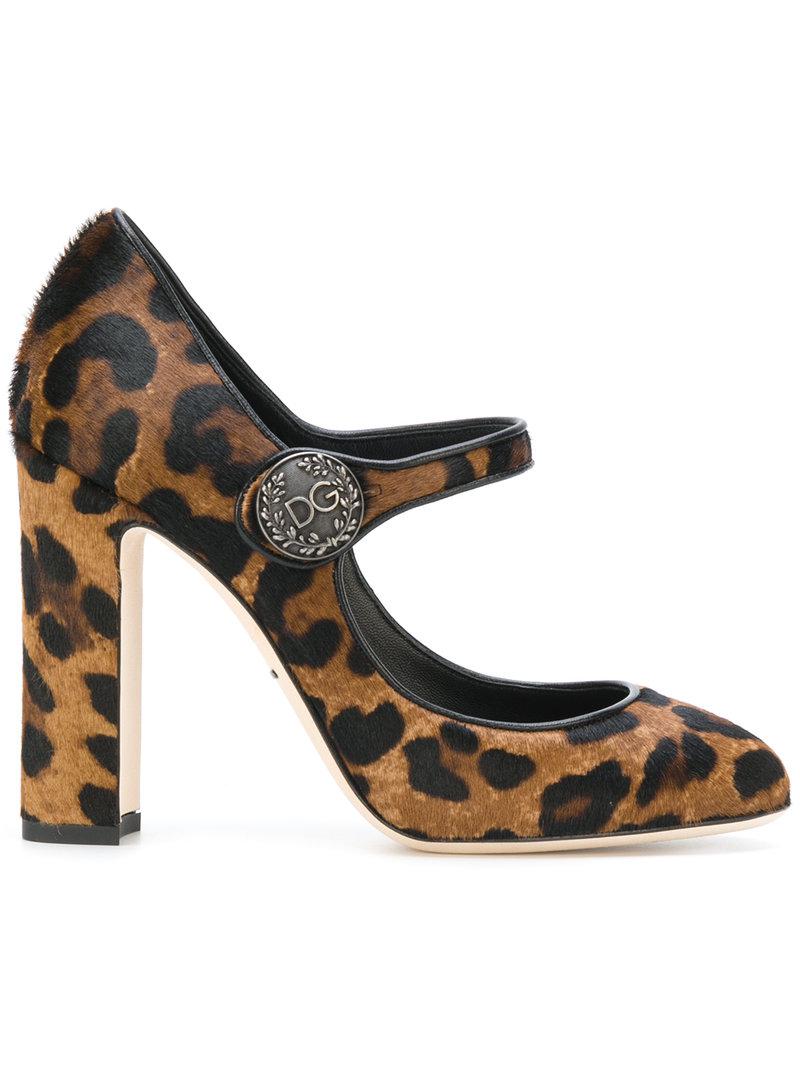 Dolce & Gabbana Leopard Print Mary Jane Pumps in Brown - Lyst