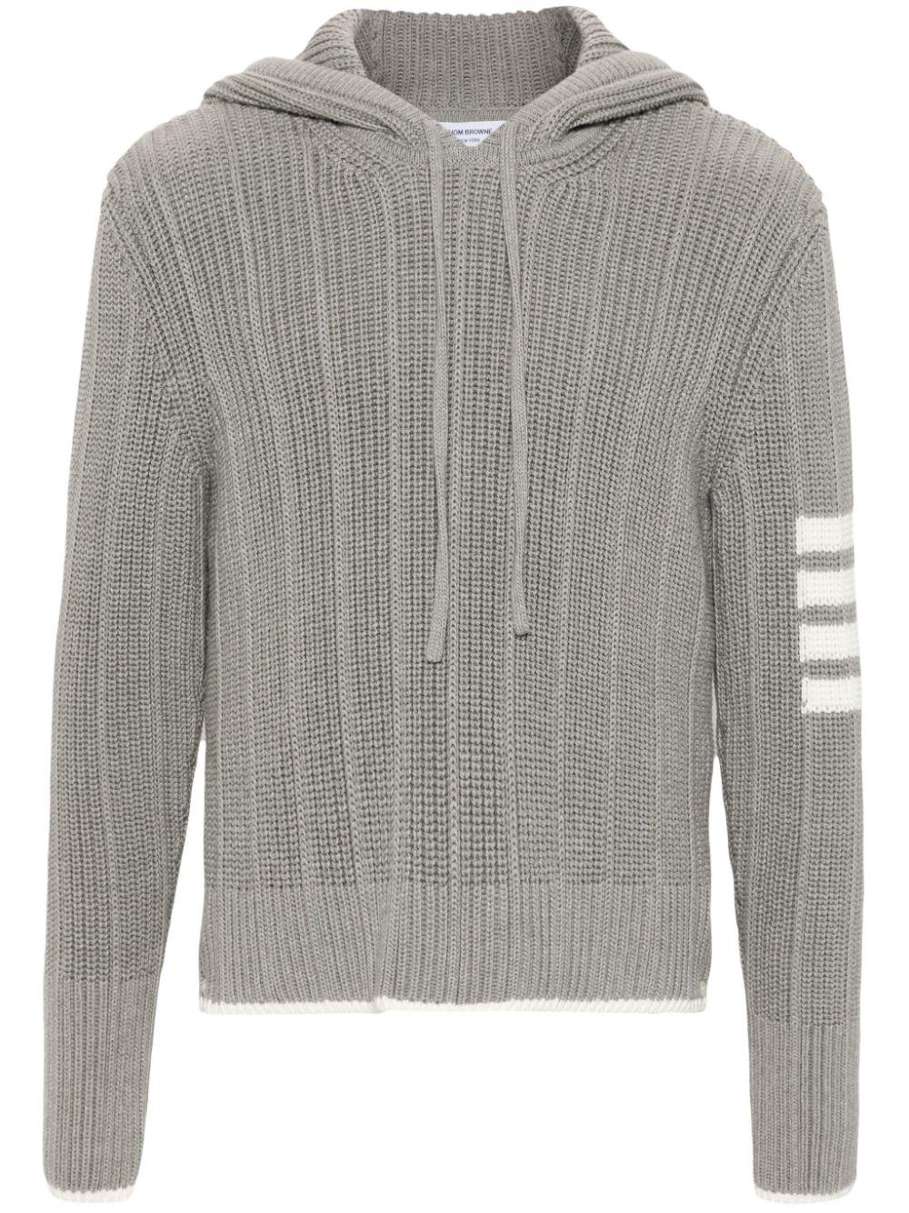 THOM BROWNE. トムブラウン フーディジップアップパーカー グレー 4 THOM BROWNE トムブラウン パーカー フーディー 4-バー ジップ
