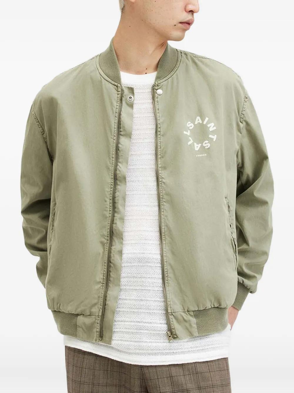 AllSaints Circular-Logo Bomber Jacket in Green for Men Lyst UK