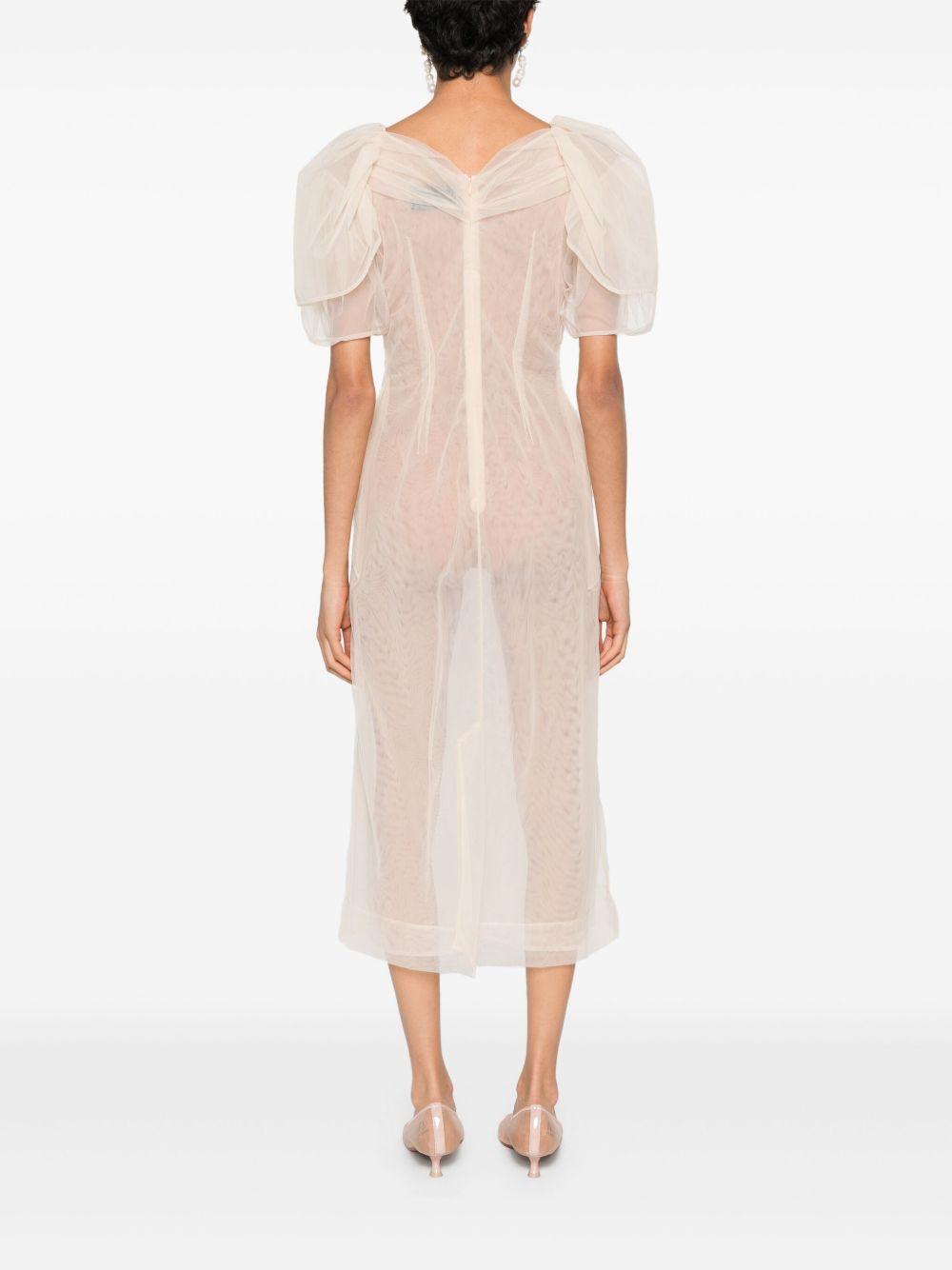 simone rocha sheer embellished midi dress Simone Rocha Crystal-embellished Silk-organza Midi Dress Ivory Simone Rocha