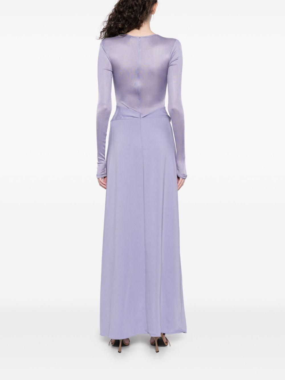 Christopher Esber Ribbed Long-Sleeves Cowl Hip Dress in Purple | Lyst