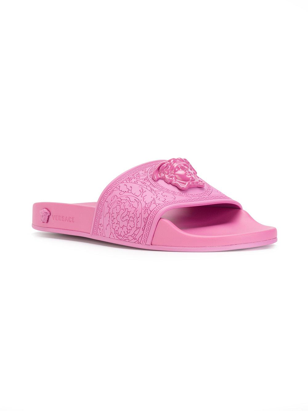 Versace Medusa Palazzo Slides in Pink | Lyst