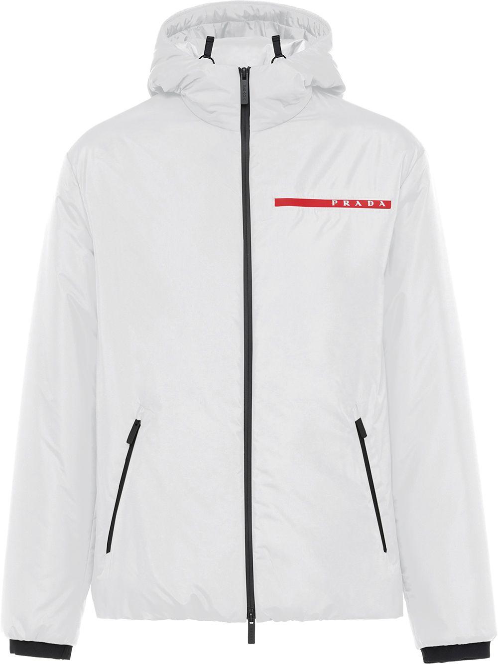 Prada Logo-stripe Technical Jacket in White for Men | Lyst UK