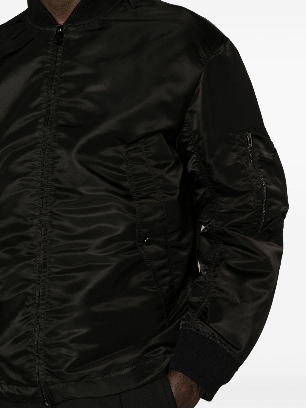 Emporio Armani zip-up satin-finish bomber jacket - Black
