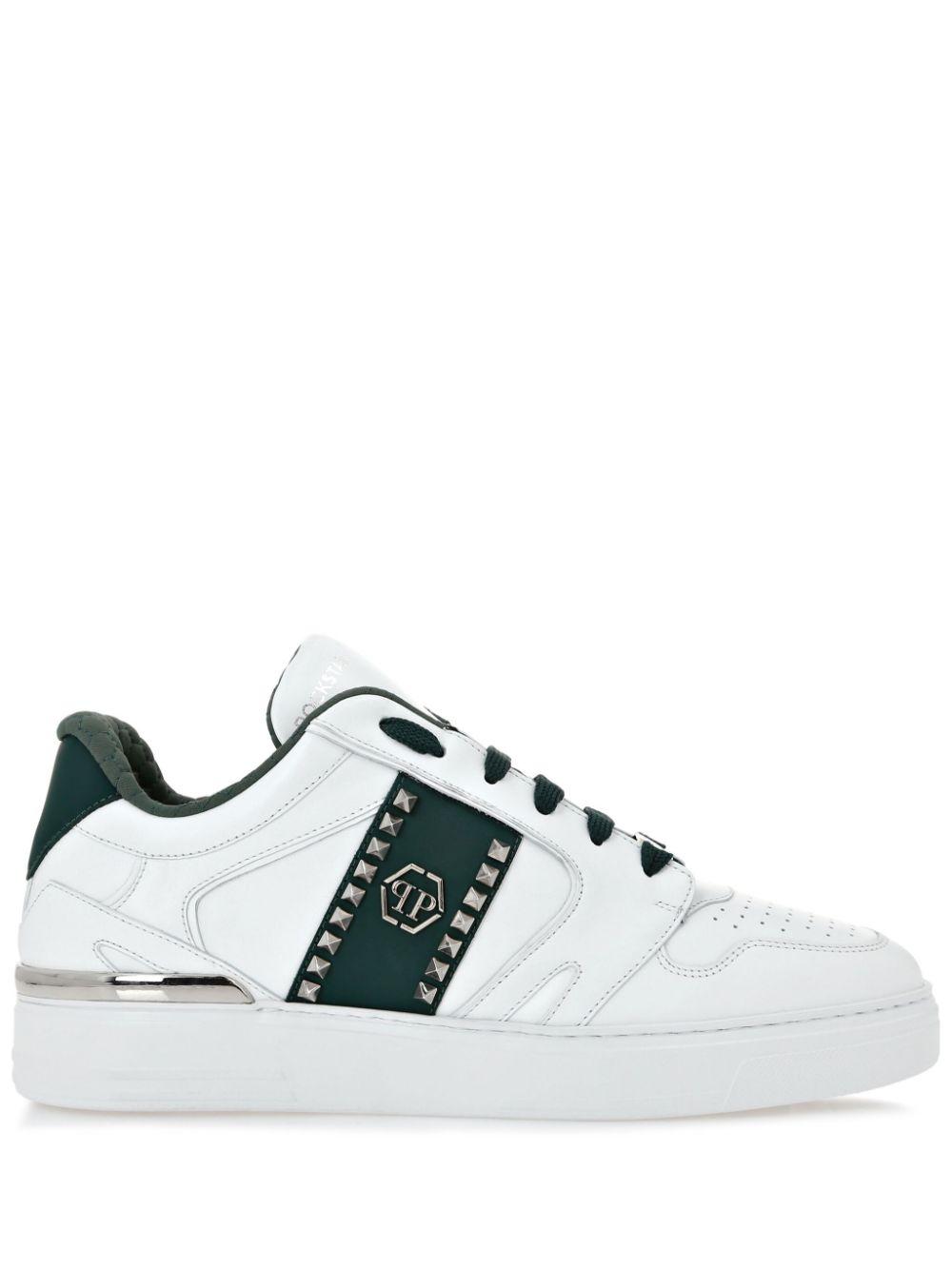Philipp Plein レディース ホワイト スタッズ レザースニーカー スニーカー