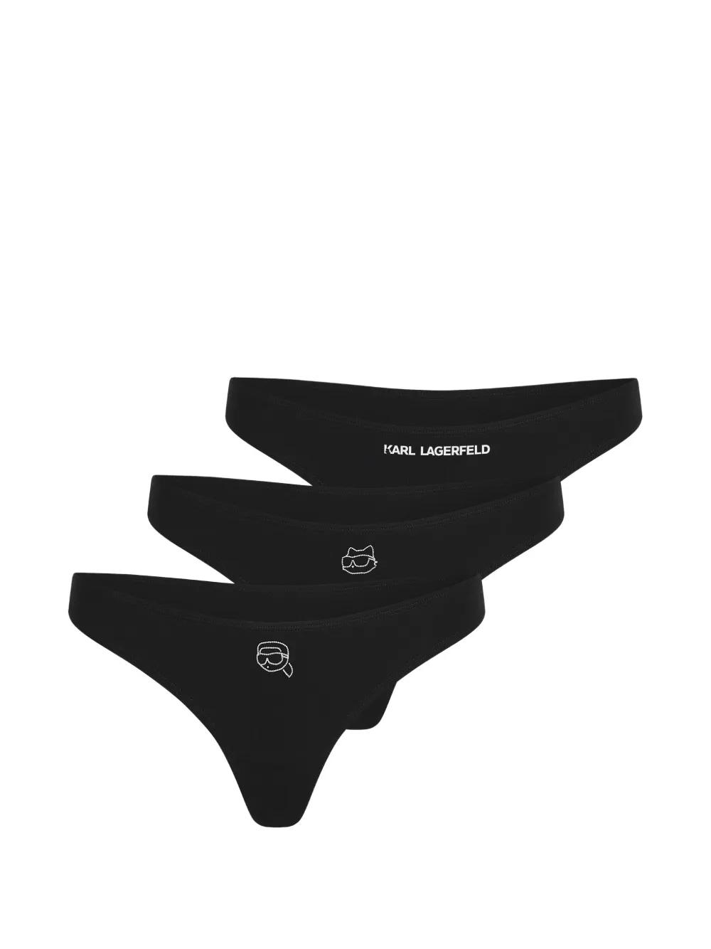 KARL LAGERFELD Slip In Pizzo Donna - Confezione Da 2, Microfibra E Cotone