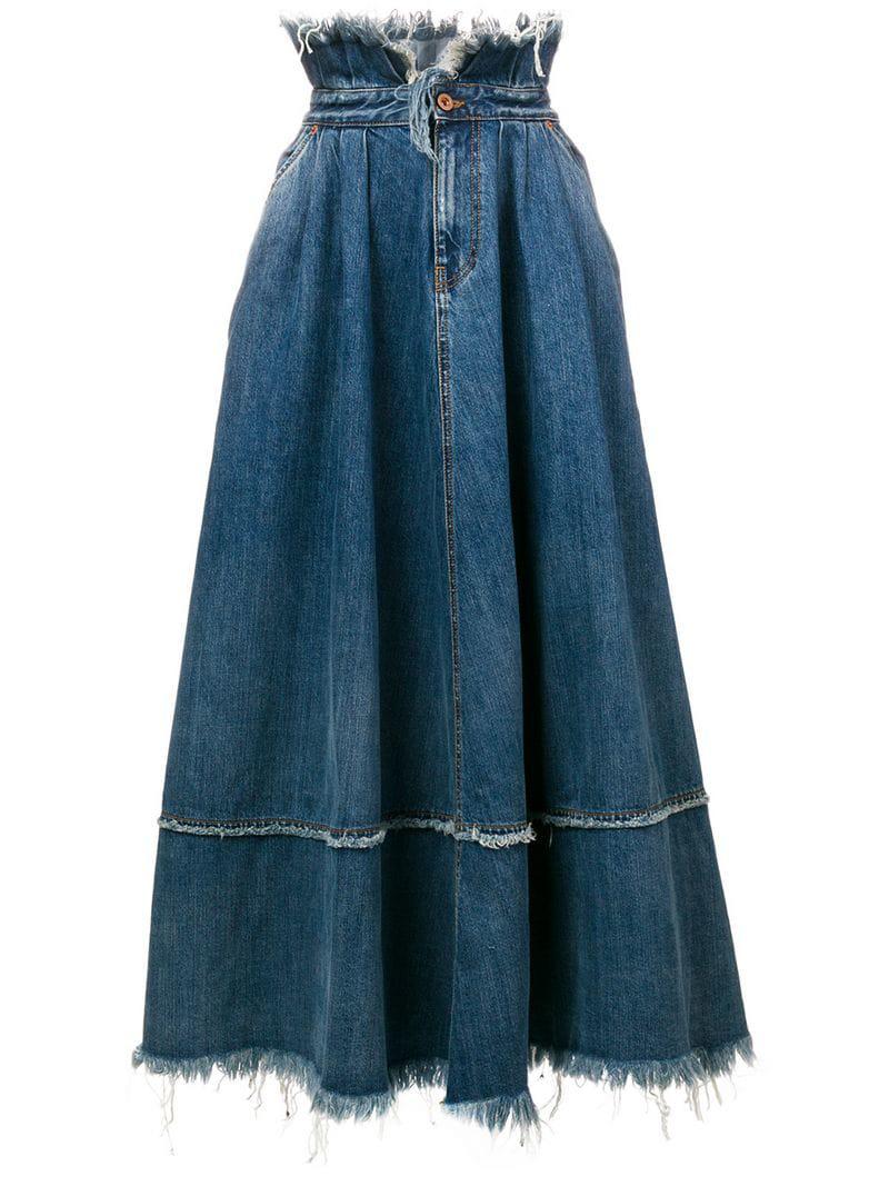 DIESEL Frayed Edge Skirt in Blue | Lyst
