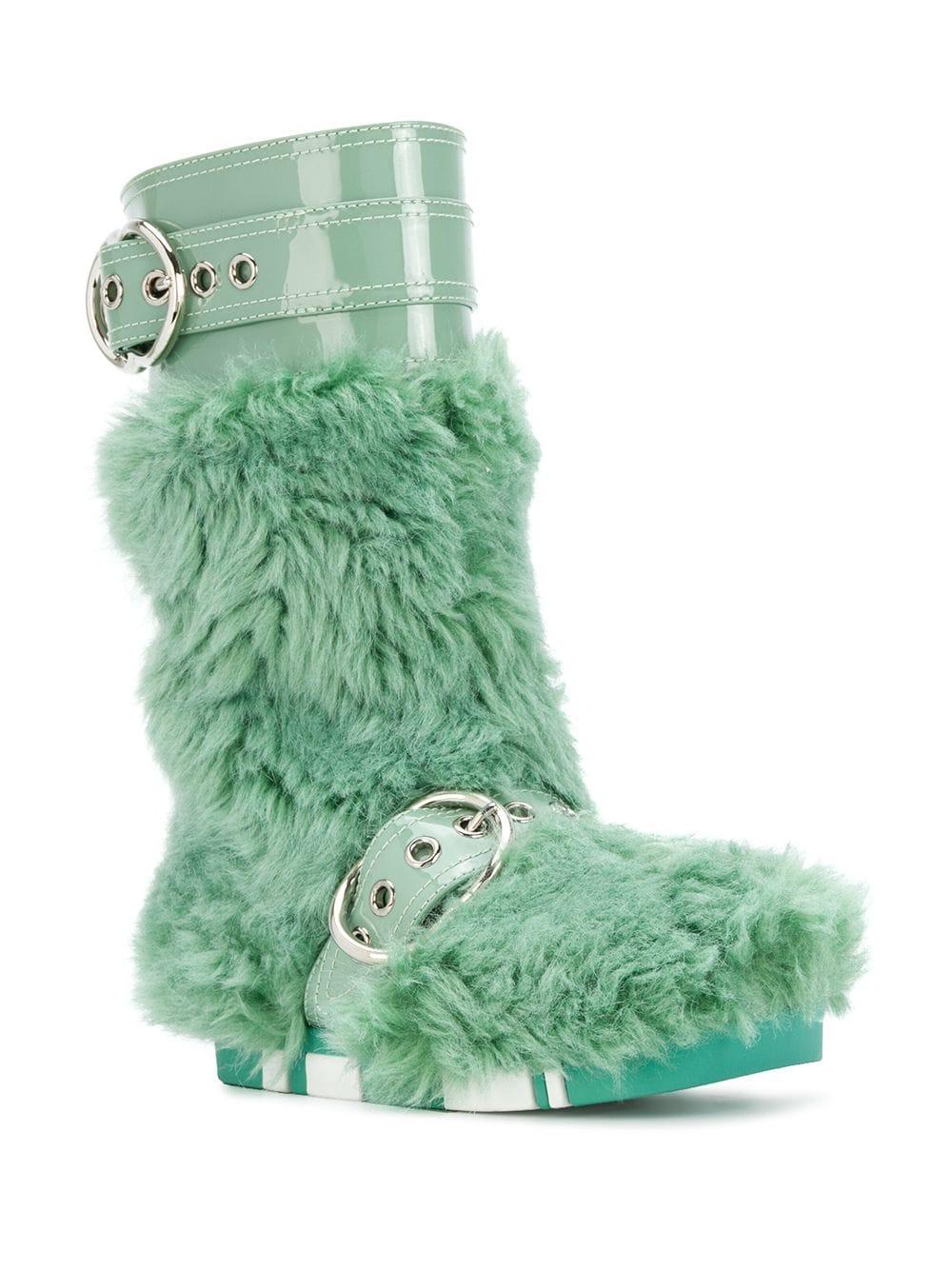green fuzzy boots