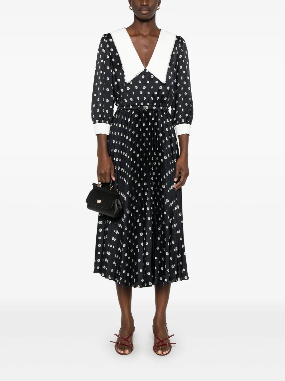 knee length dresses for ladies Polka-dot Tulle Black Floral Midi Dress – HAREM's Brides