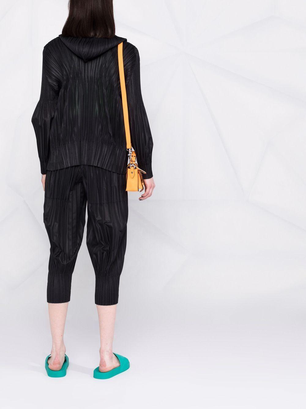 Pleats Please Issey Miyake Pleated Hooded Bomber Jacket in Black