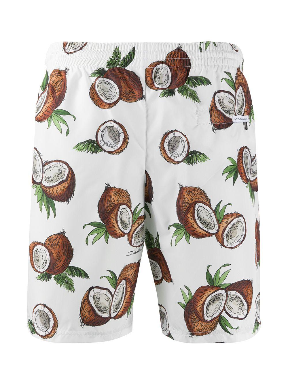 Dolce & Gabbana Coconut Print Swim Shorts in White for Men | Lyst