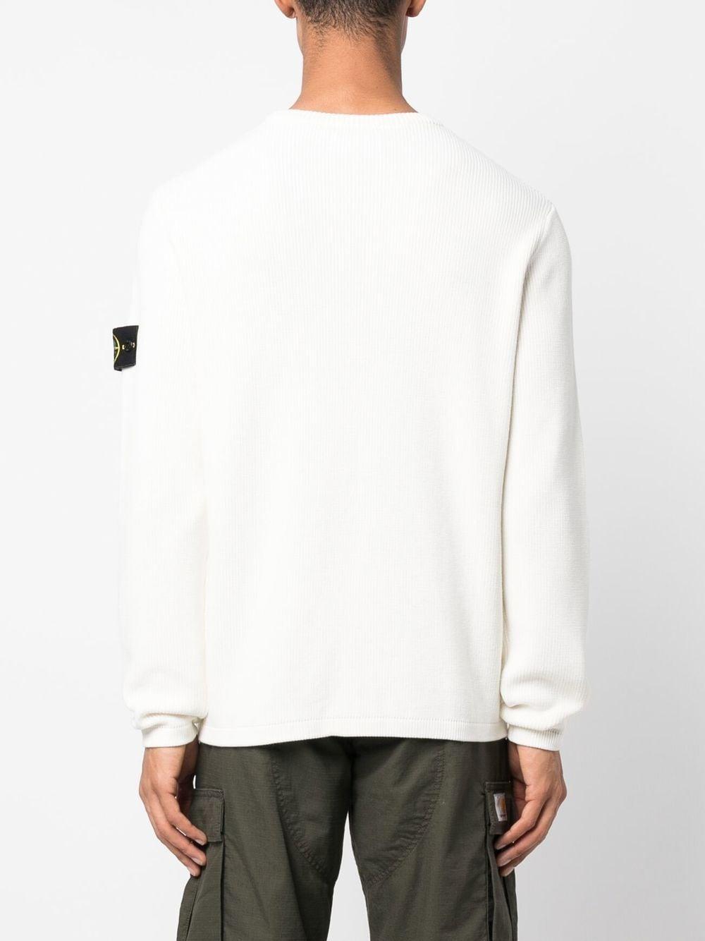 Stone Island Logo-patch Chunky-knit Jumper in White for Men | Lyst