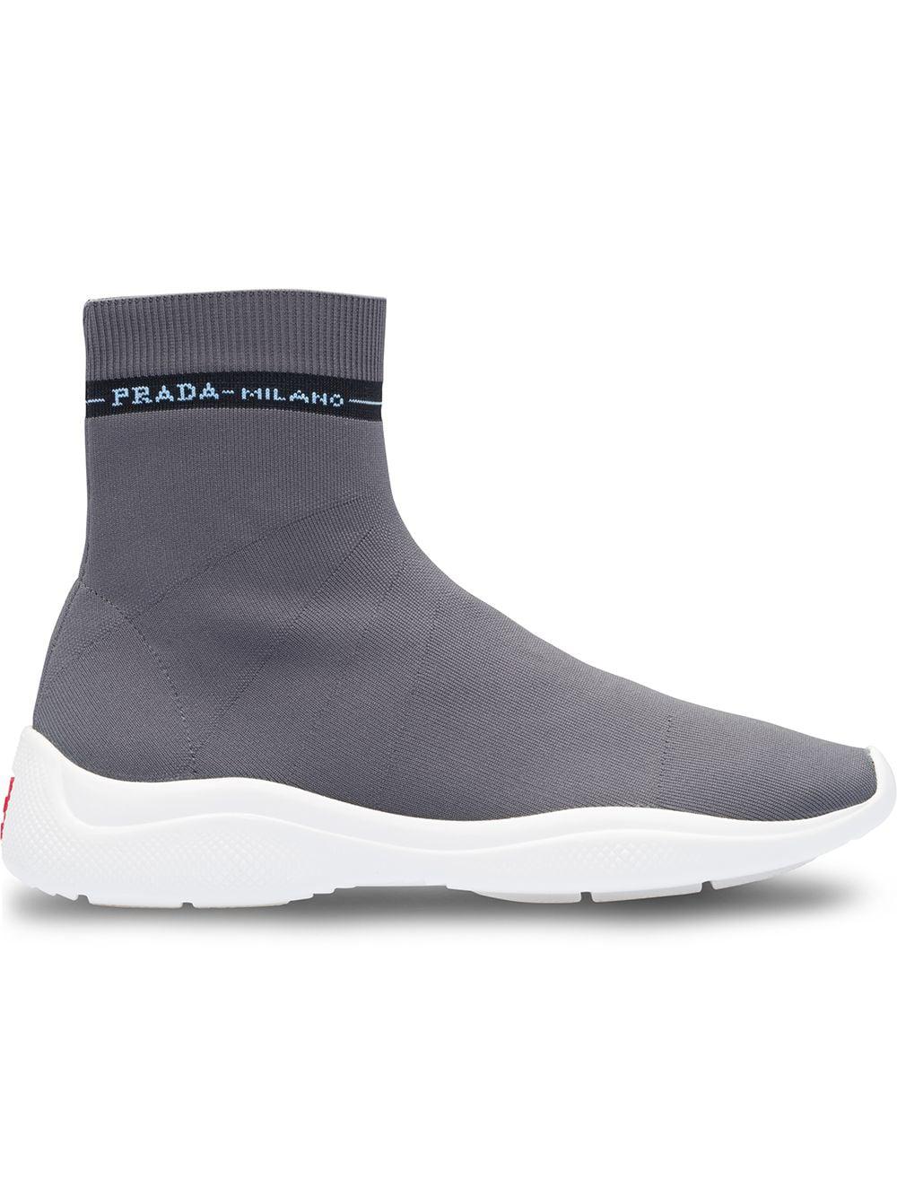 Prada Rubber Sock Sneakers in Grey (Gray) | Lyst