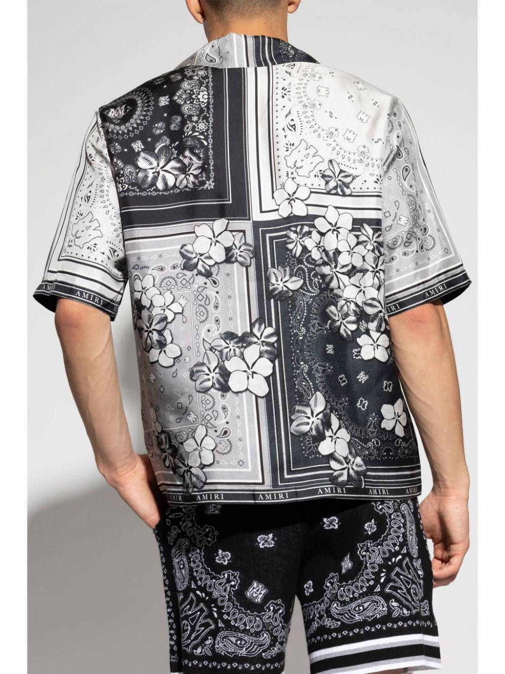Amiri メンズ ブラック フローラル シルクシャツ シャツ