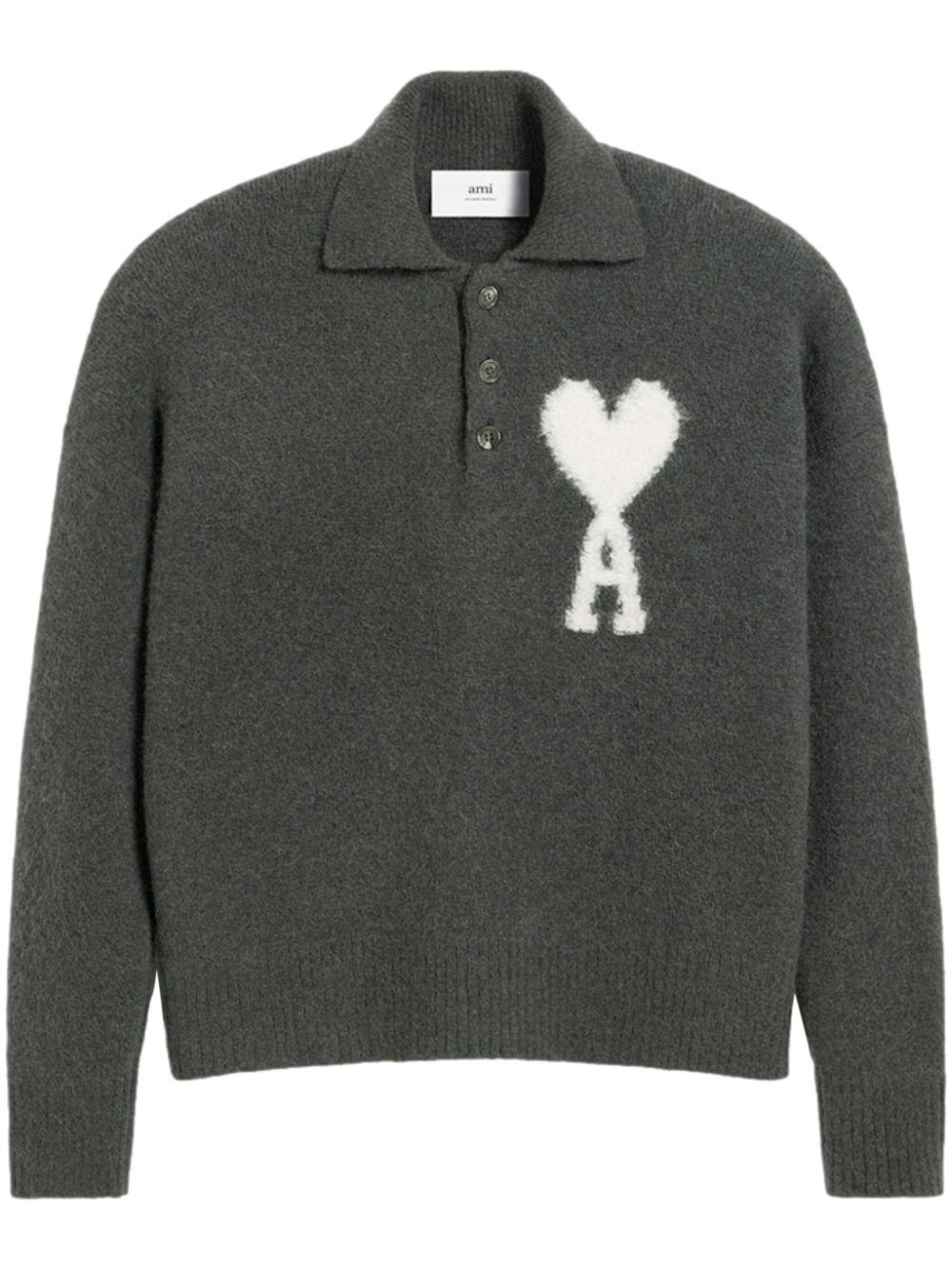 Ami Paris レディース グレー Ami De Coeur ポロセーター セーター 