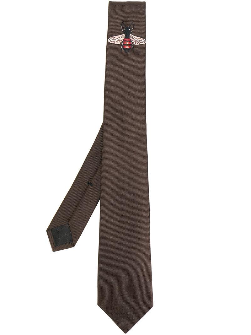 Afgang Produktionscenter fløjte Gucci Silk Bee Tie in Brown for Men - Lyst