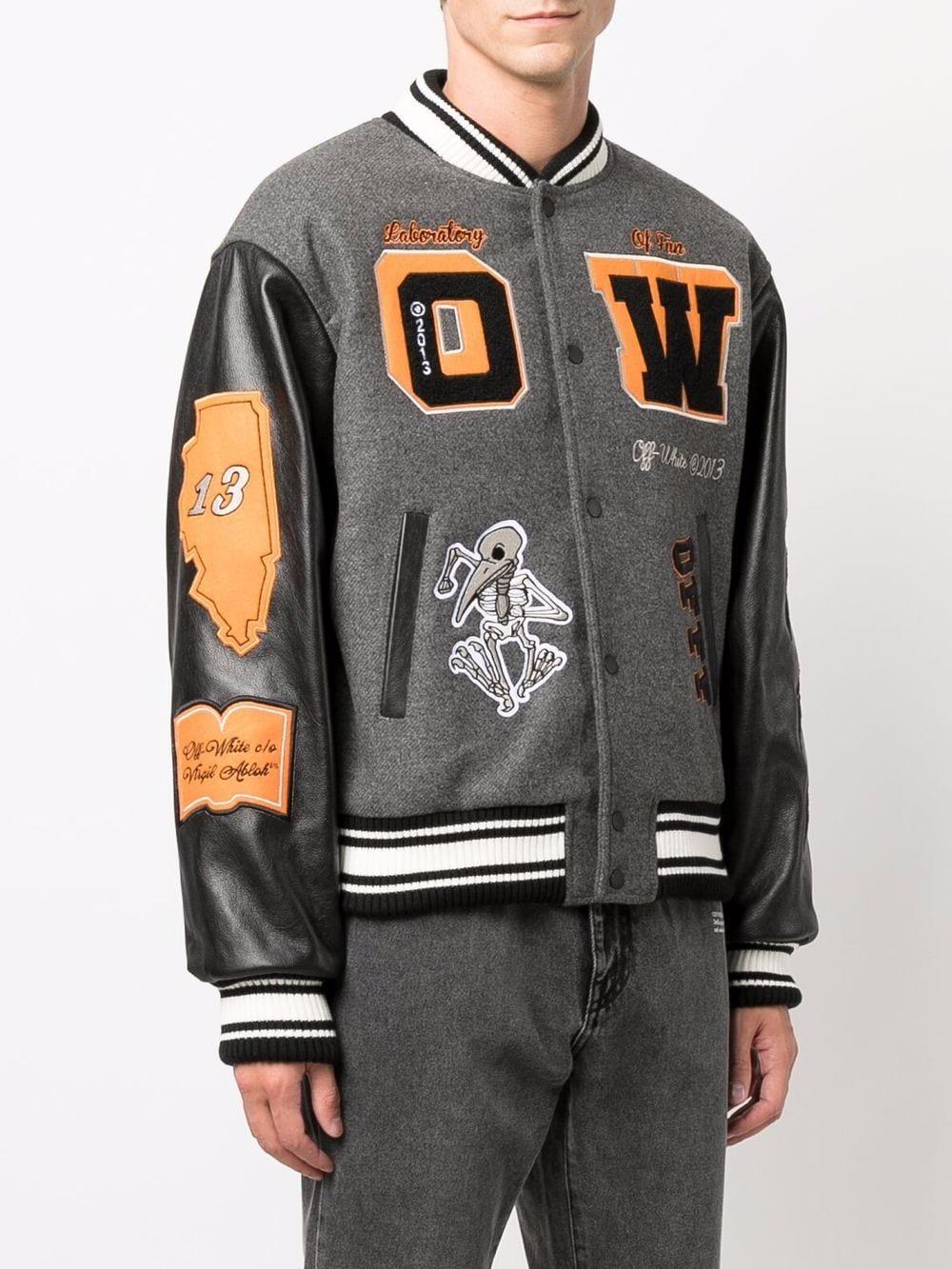 off white temp letterman jacket