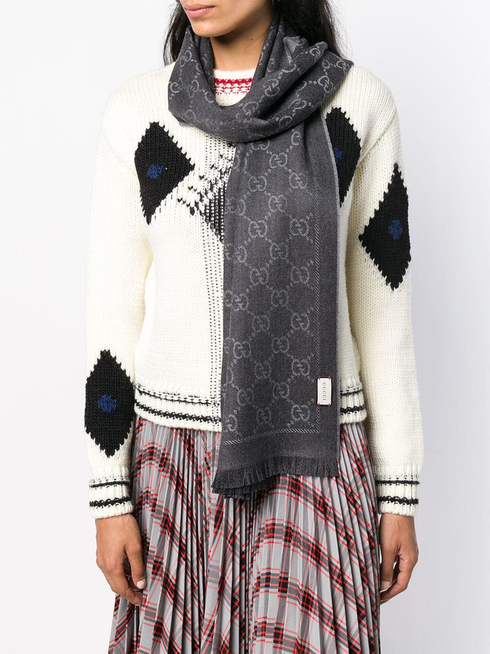 gucci jacquard knitted scarf