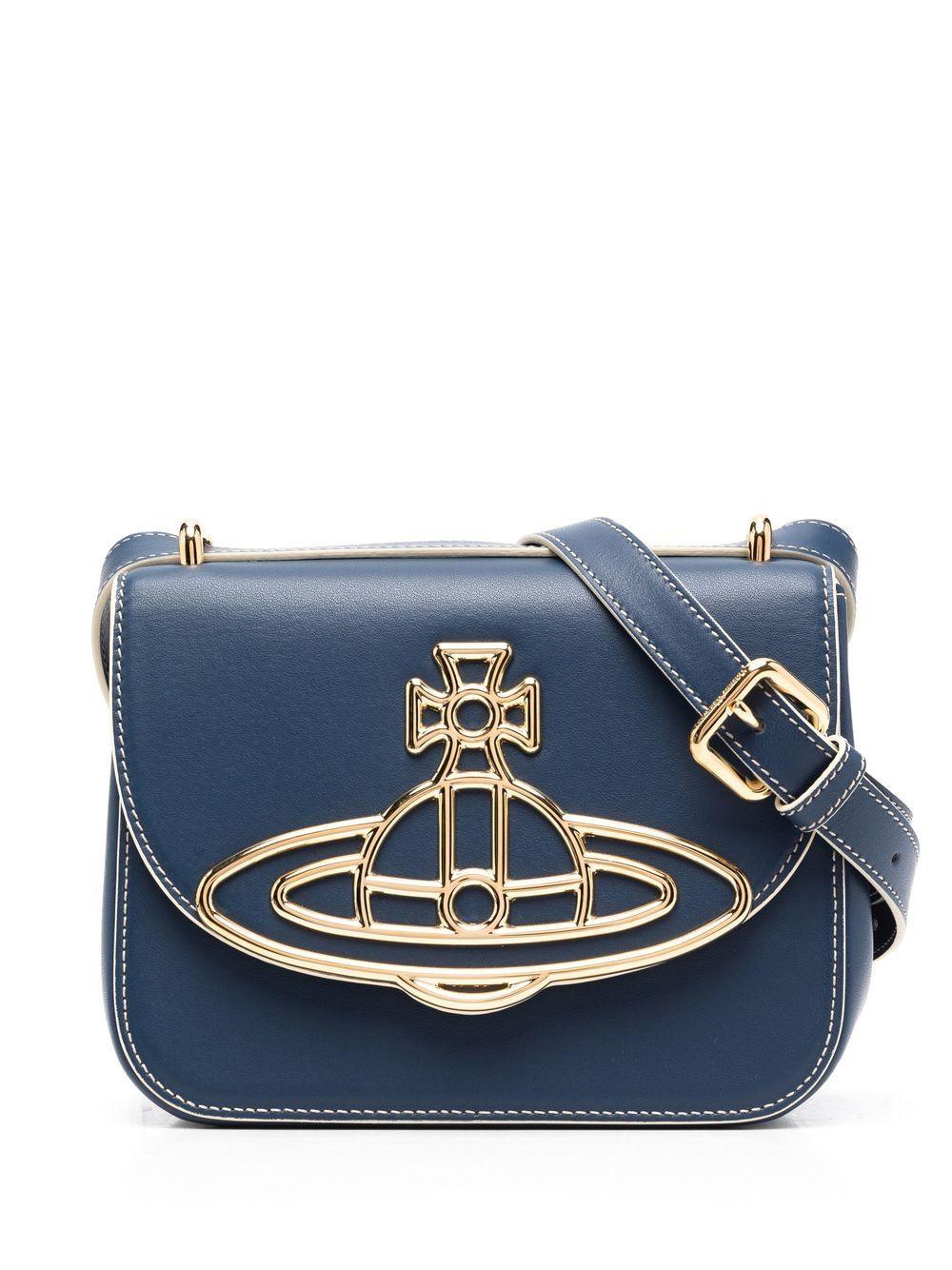 Vivienne Westwood Orb Logo-plaque Leather Crossbody Bag in Blue | Lyst