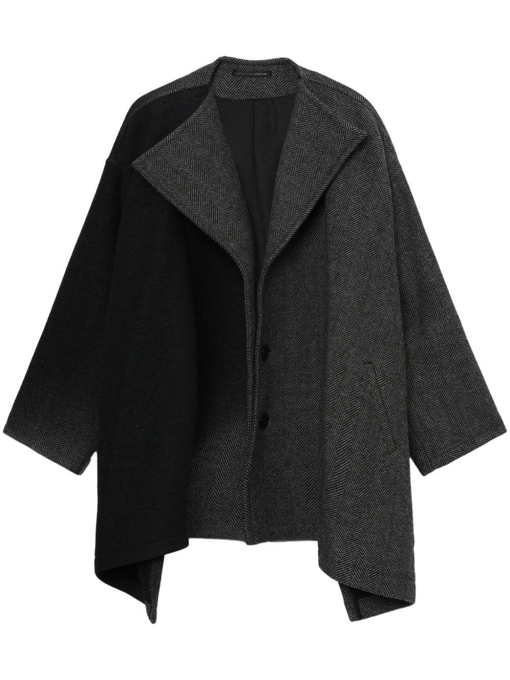 Y's Yohji Yamamoto レディース ブラック ヘリンボーン コート Y's Yohji Yamamoto レディース ブラック ヘリンボーン コート