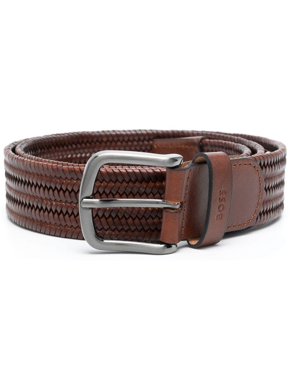 BOSS by HUGO BOSS Woven Leather Belt in Brown for Men | Lyst