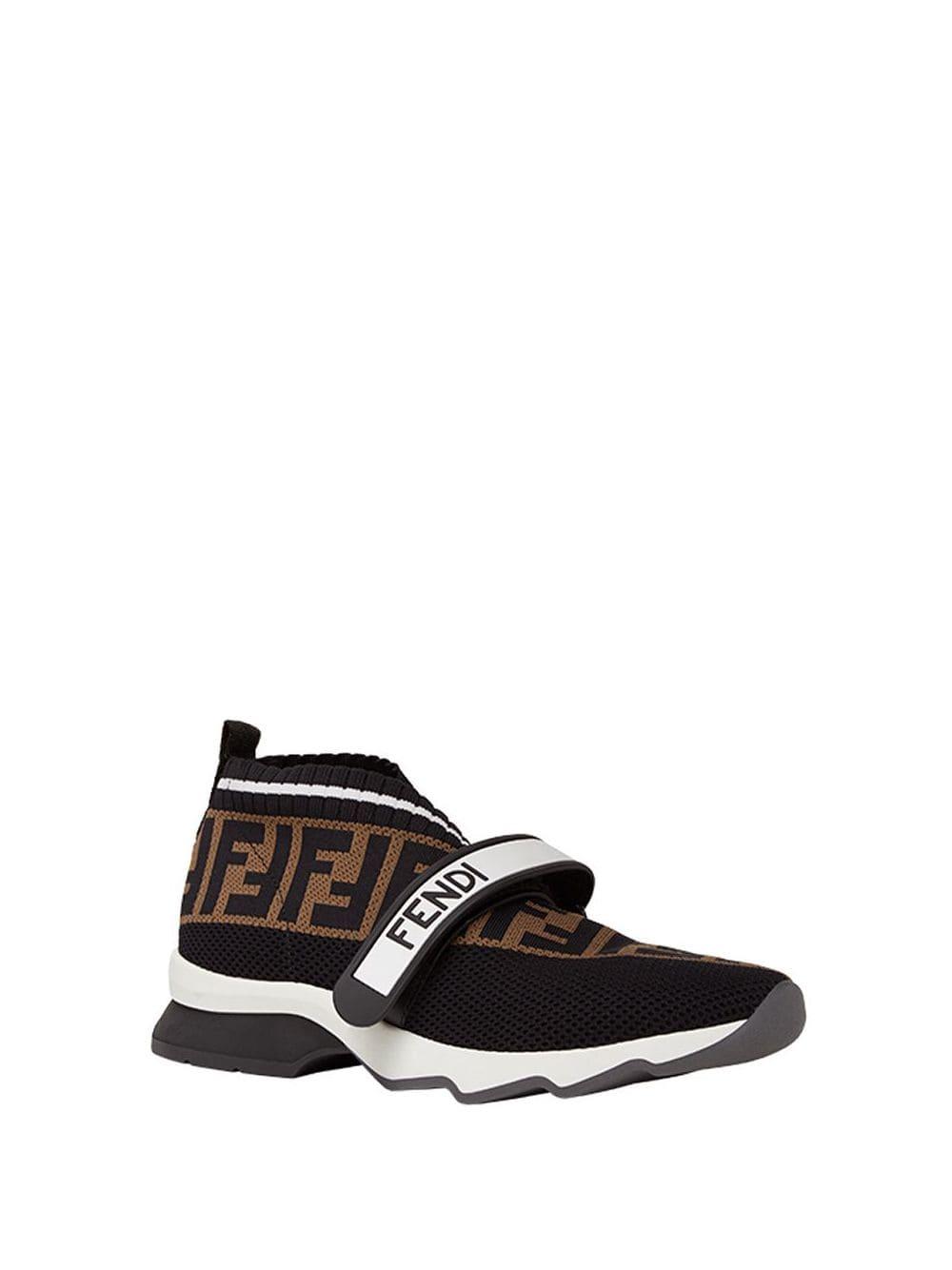 Fendi Rubber Rockoko Knit Sneakers in Black - Lyst