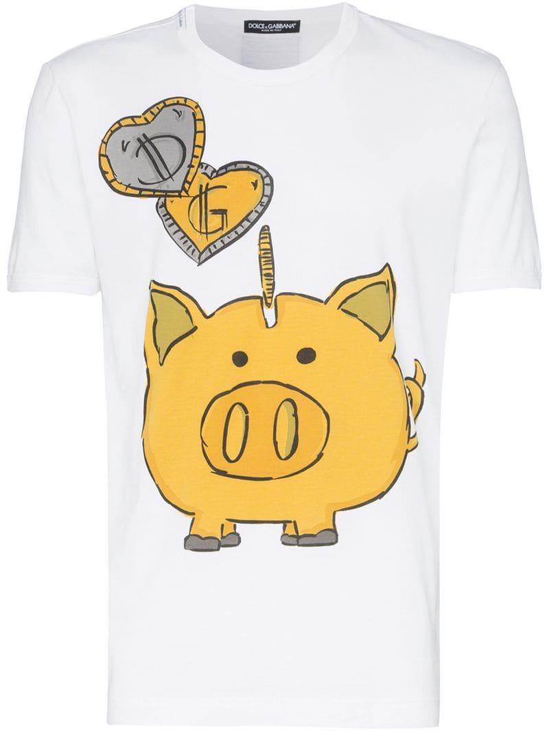 Camiseta con estampado de cerdo Dolce & Gabbana de hombre de color Blanco |  Lyst
