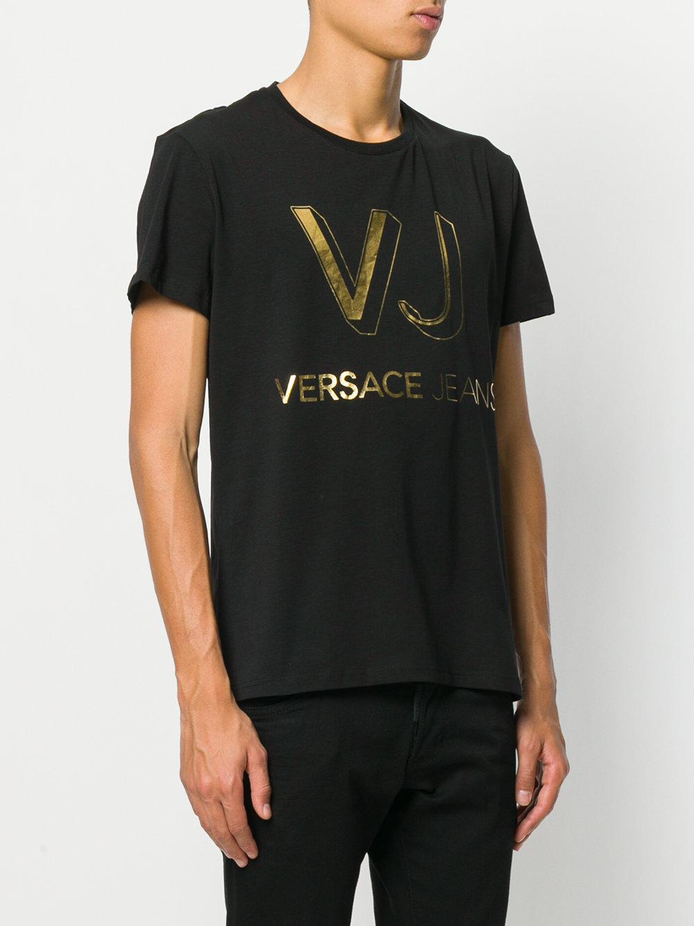 Versace Jeans Couture Vj Logo Print T-shirt in Black for Men | Lyst