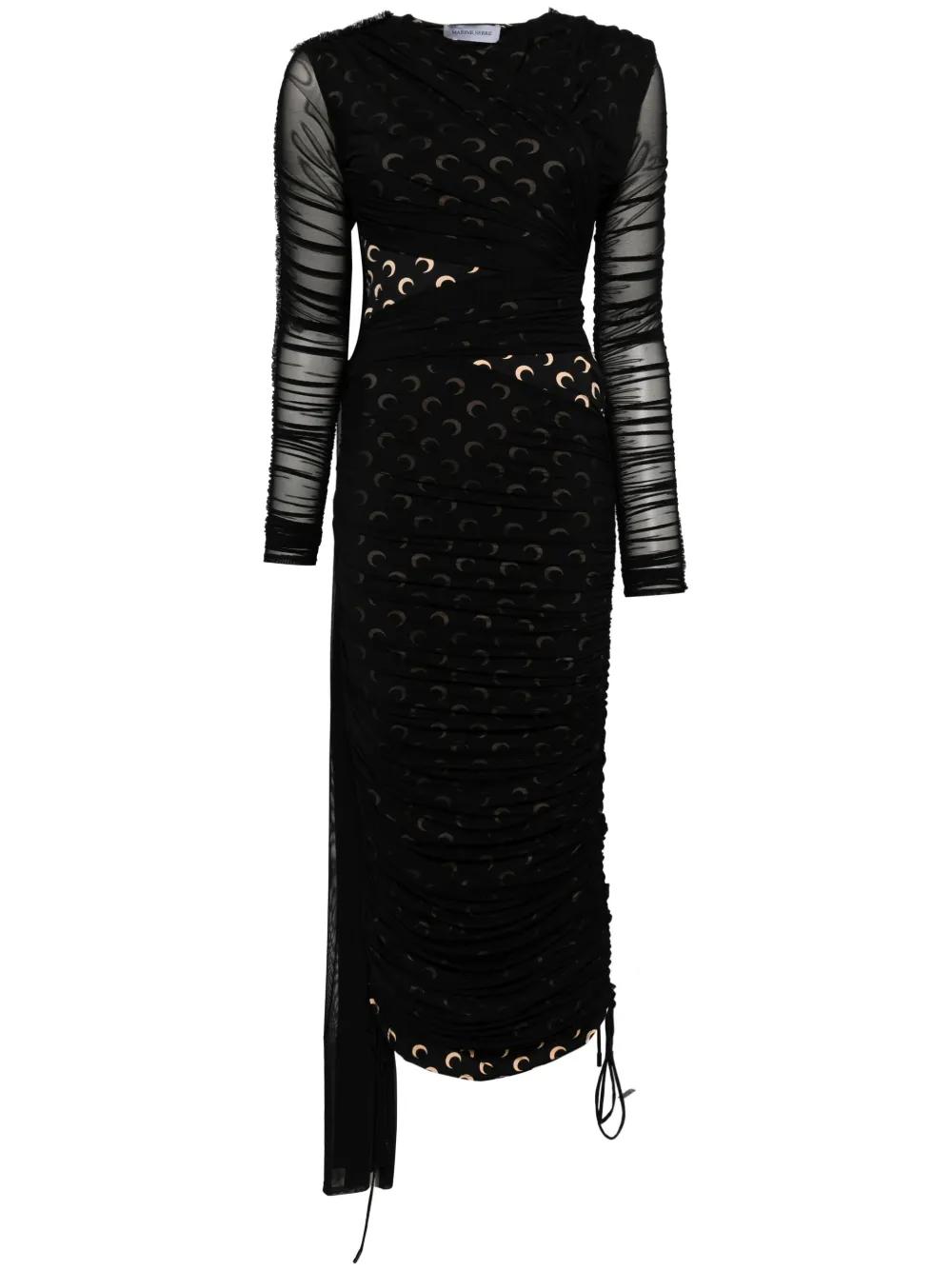 marine serre layered silk-blend dress JERSEY & SILK SCARVES DRAPED MIDI DRESS Marine Serre