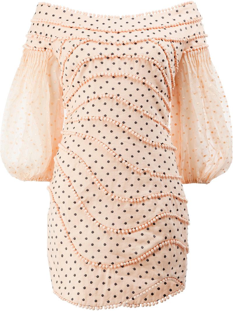pink polka dot mini dress