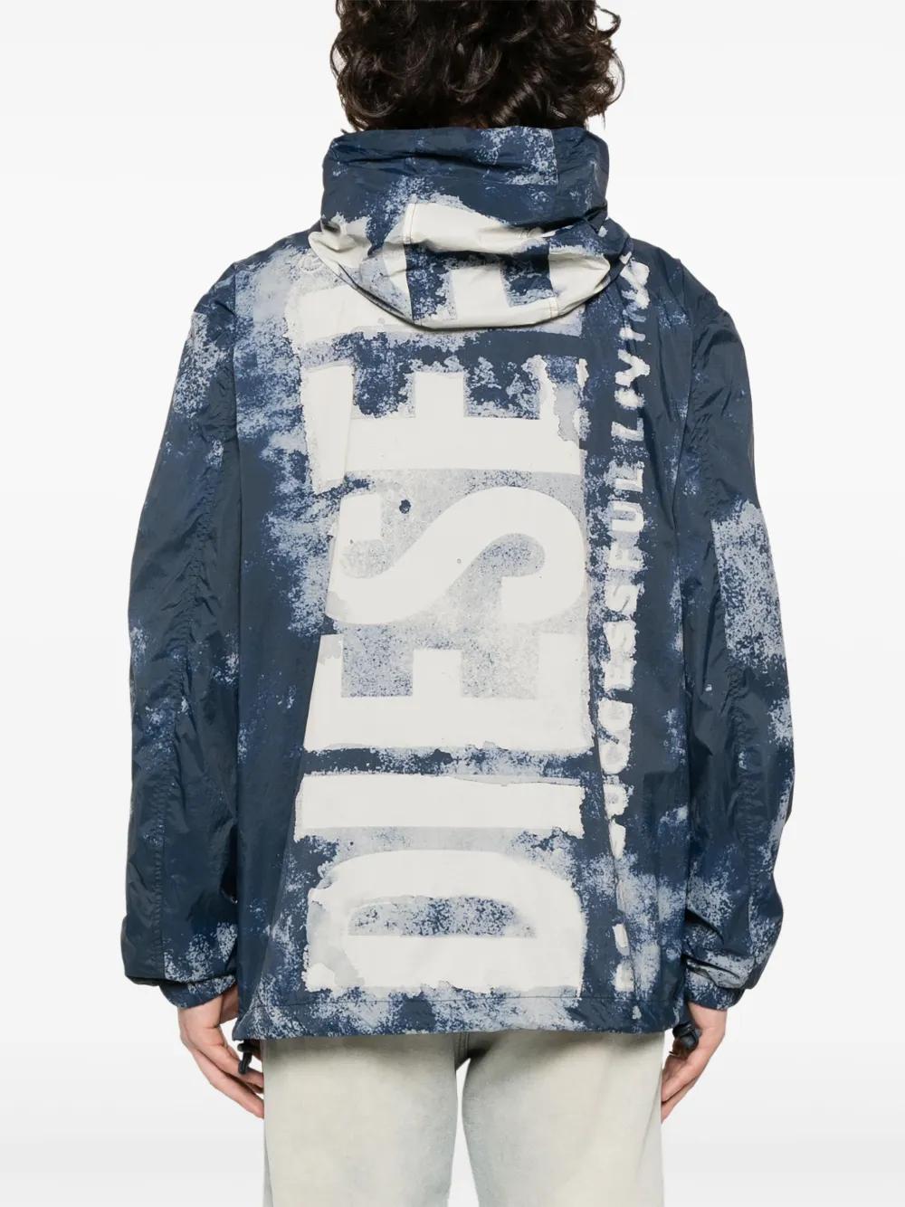 ディーゼル DIESEL watercolour-effect jacket Men's Watercolour-effect windbreaker with logo | Multicolor