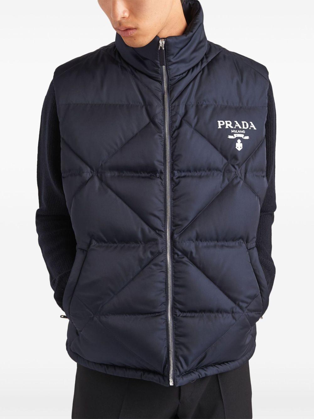 Prada Logo-Print Padded Vest in Blue for Men | Lyst UK