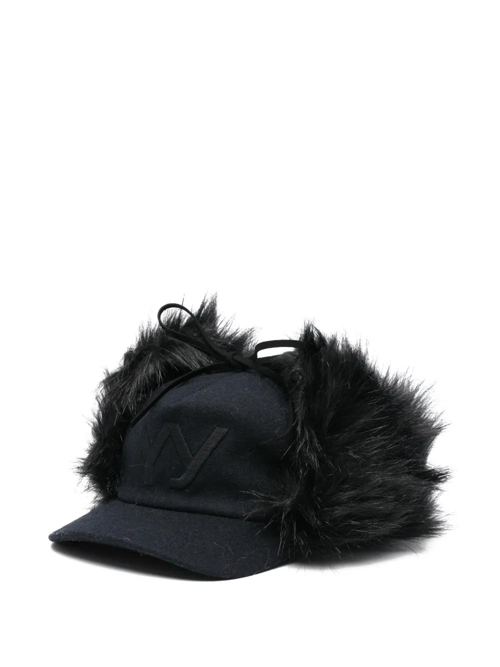 OPEN YY Faux-Fur Earflap Baseball Cap in Black | Lyst
