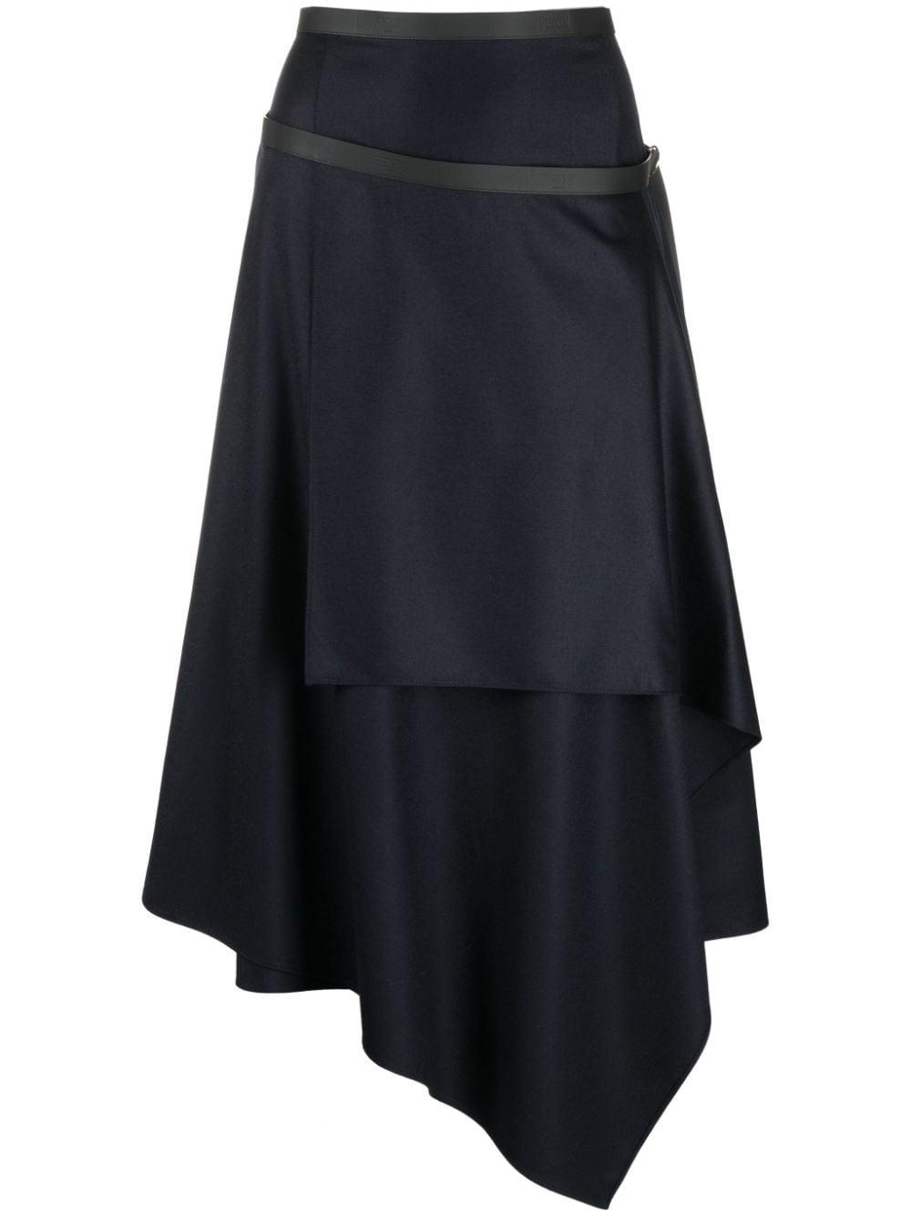 スカート FENDI ASYMMETRICAL WOOL SKIRT Fendi Wool Asymmetrical Hem Midi Skirt (Skirts) IFCHIC.COM