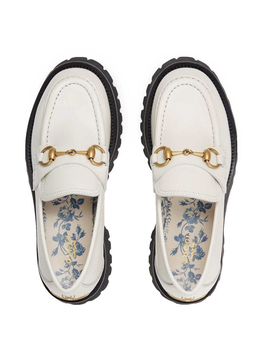 Gucci Lug Sole Horsebit Loafer in White | Lyst