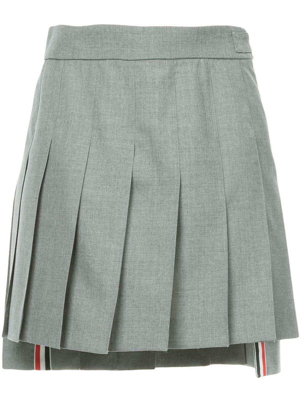 Thom Browne Wool Dropped Back Mini Pleated Skirt in Grey (Gray) - Lyst