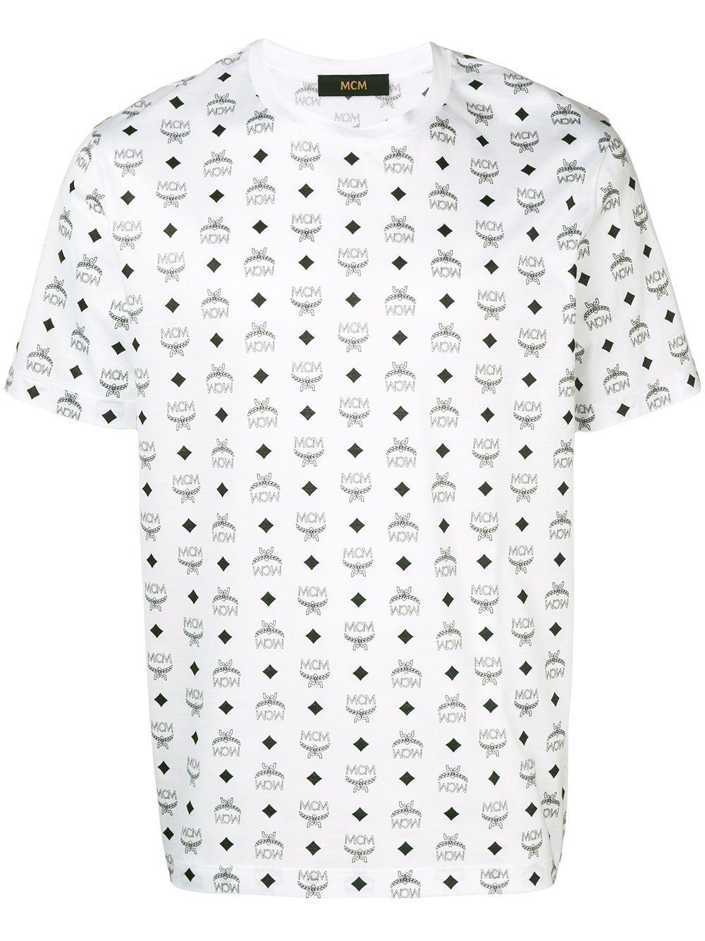 MCM Cotton Visetos Print T-shirt in White for Men - Lyst