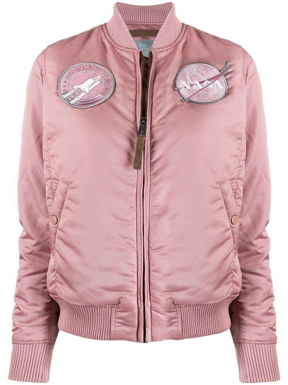Alpha Industries Synthetic Nasa Logo Bomber Jacket in Pink | Lyst