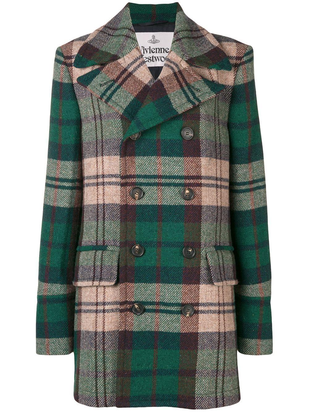 Vivienne Westwood Wool Tartan Doublebreasted Coat in Green for Men Lyst