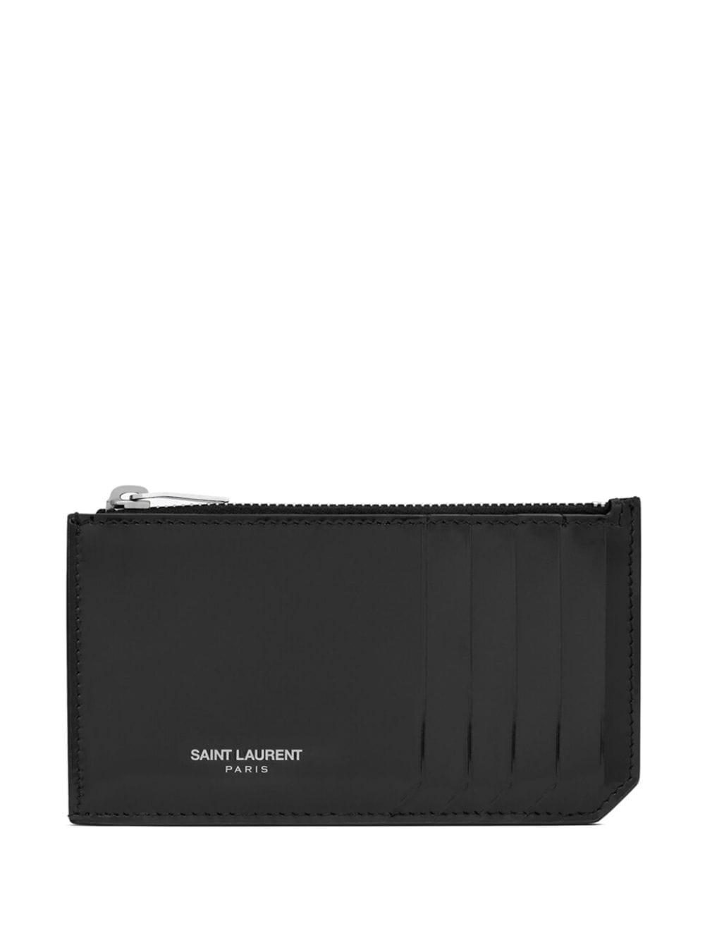 Saint Laurent Paris Fragments Leather Card Holder in Black for Men | Lyst UK