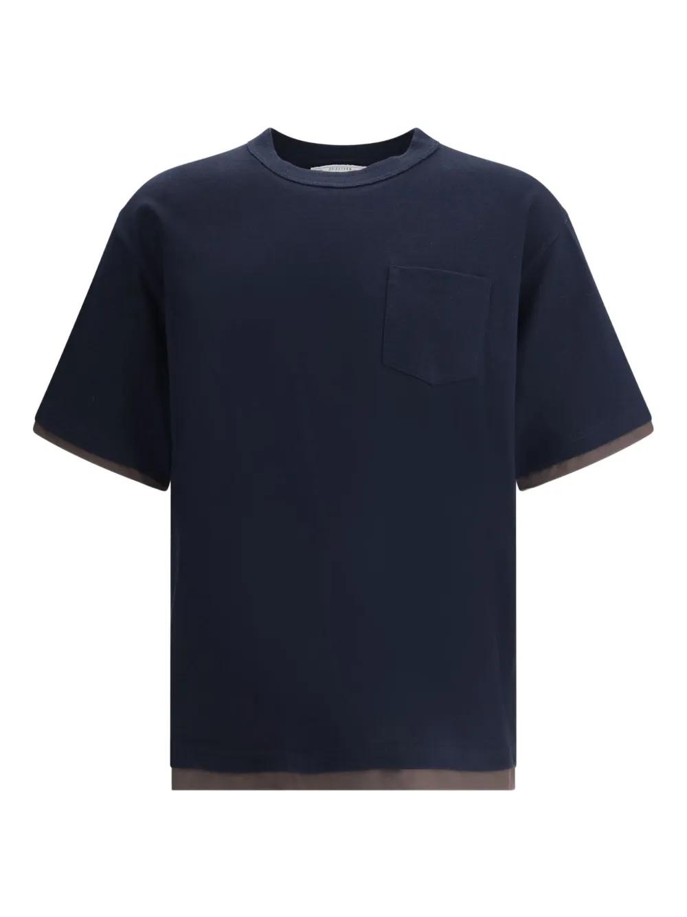 【sacai】Embroidered Chest Pocket Cotton T-Shirt Sacai Chest-Pocket Cotton T-Shirt In Grey - 30% Off
