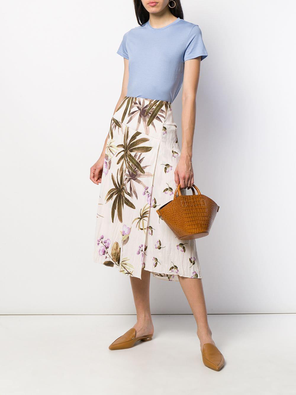 Vince Asymmetric Floral Print Skirt - Lyst