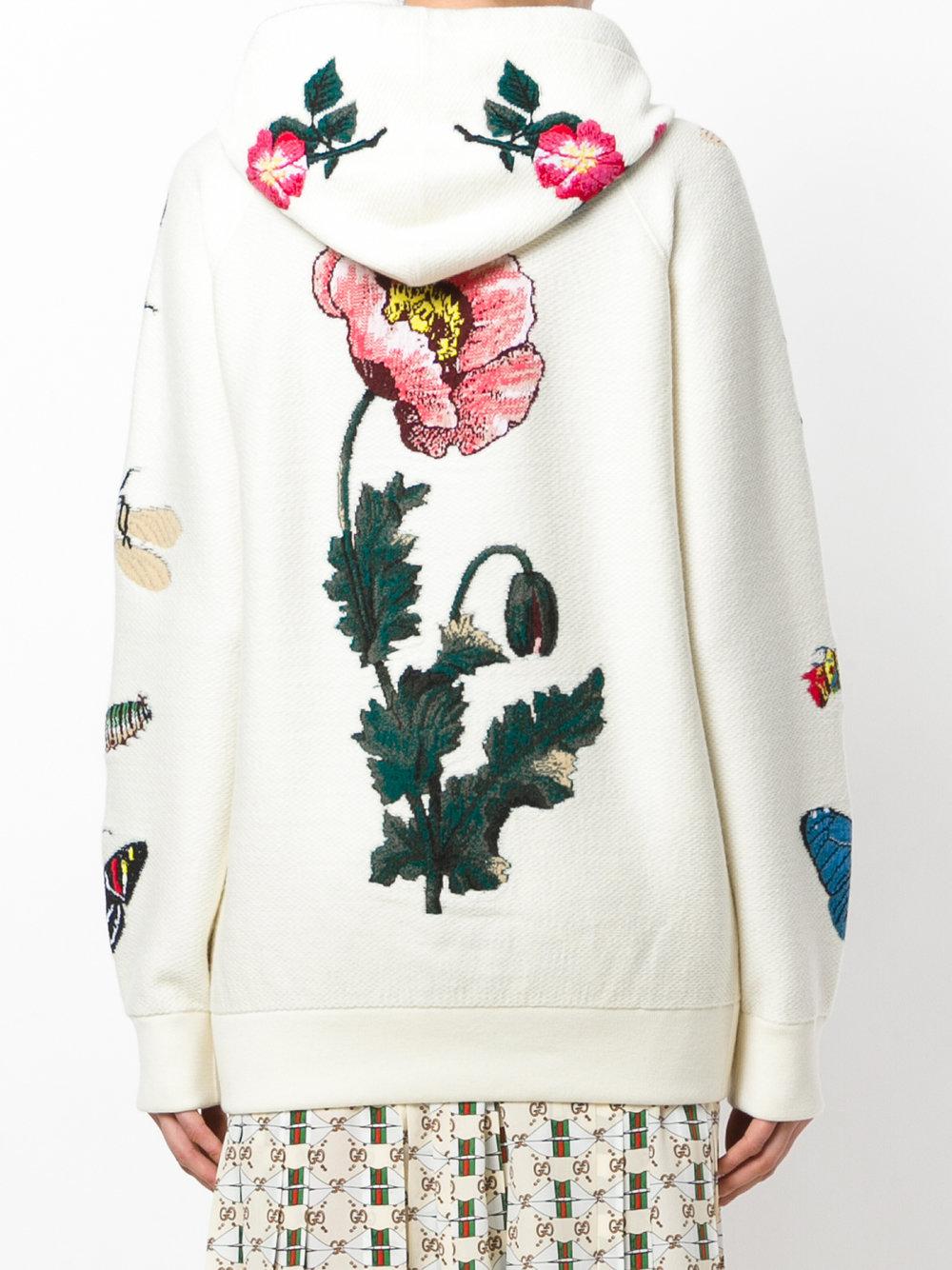 gucci flower embroidered hoodie