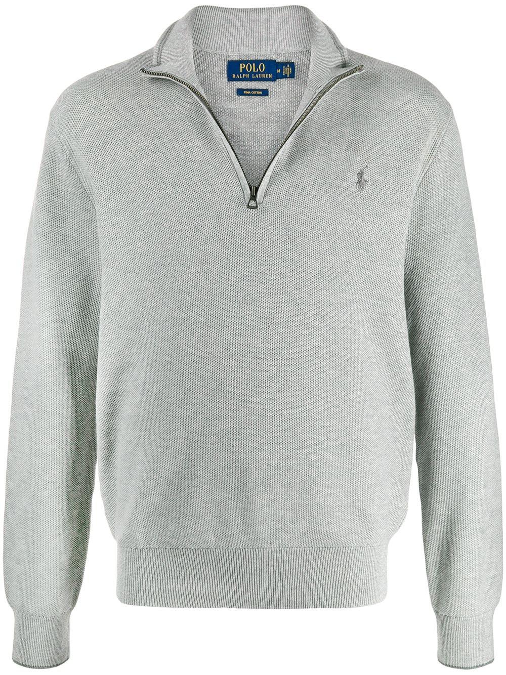 Polo Ralph Lauren Cotton Logo Embroidered Half-zip Jumper in Grey (Gray)  for Men | Lyst