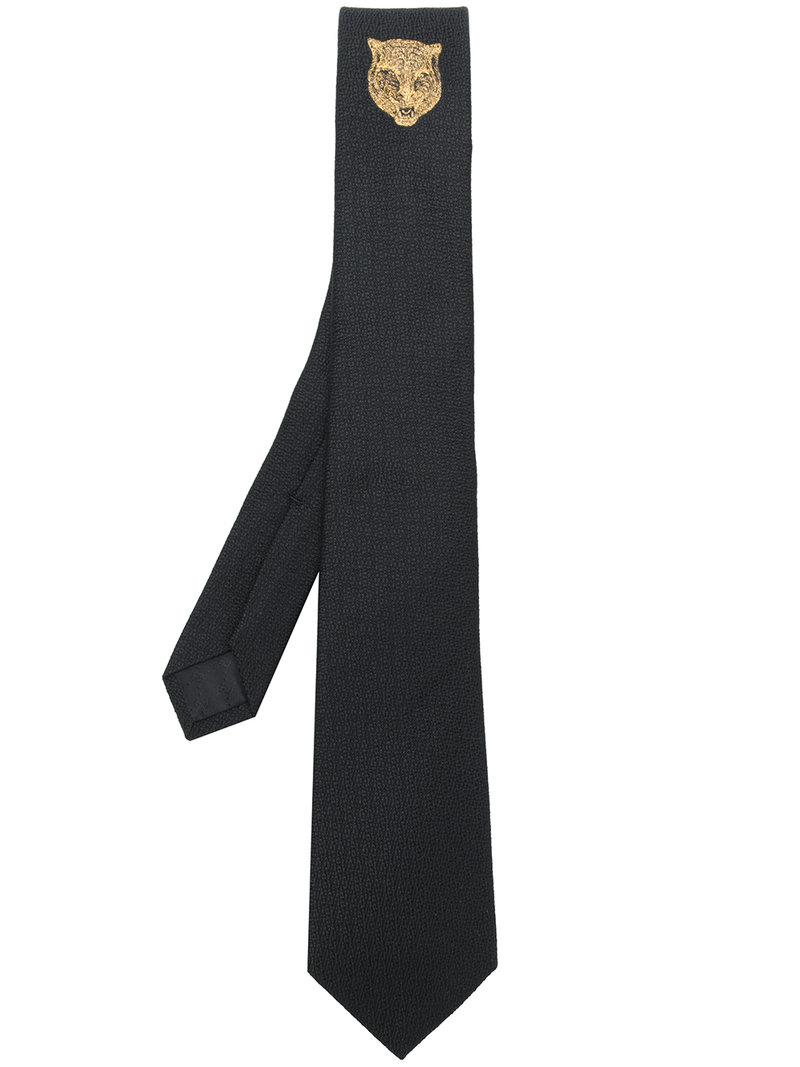 Slaapkamer Draai vast piek Gucci Tiger Head Embroidered Tie in Black for Men | Lyst