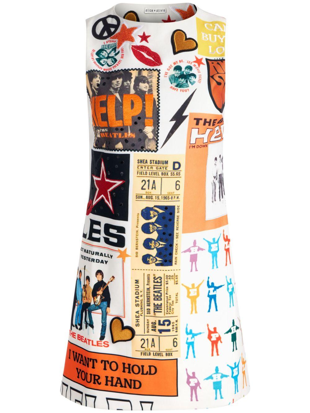 Alice + Olivia レディース ホワイト X The Beatles Clyde ミニドレス 