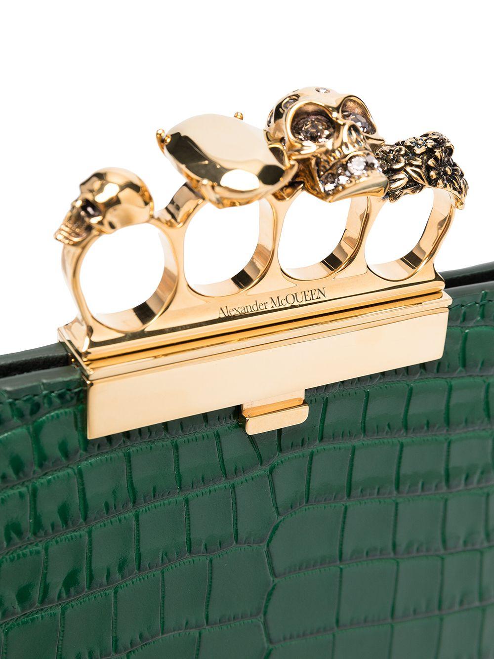 Alexander McQueen Leather Embossed Knuckleduster Clutch Bag in Green Lyst