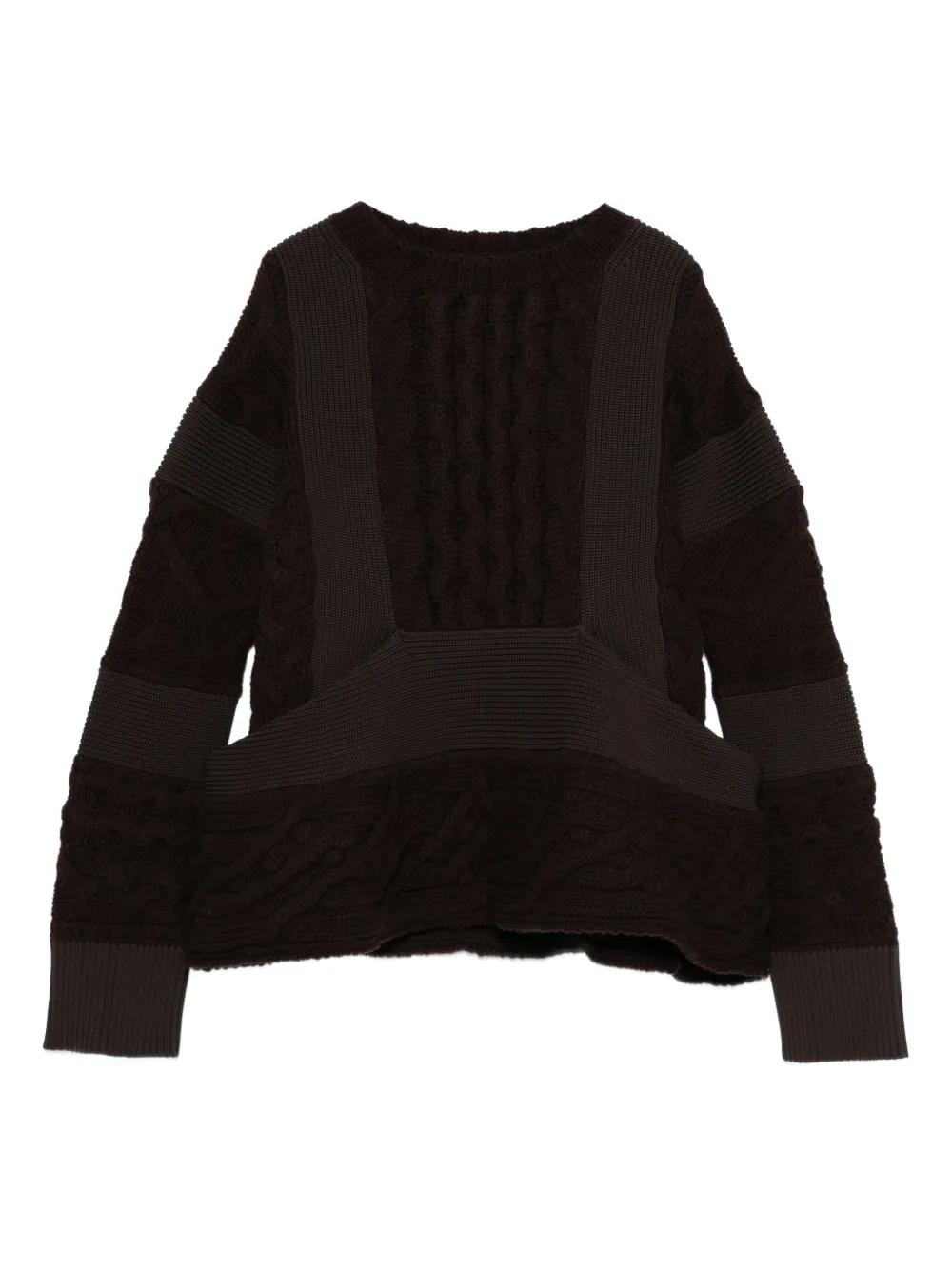 Sacai Wool Knit Pullover in Black | Lyst