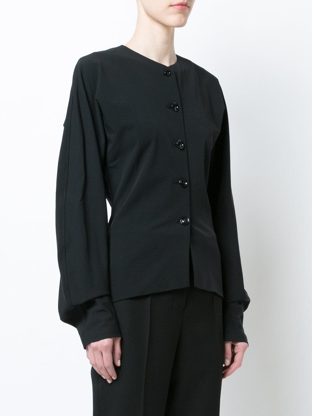 Lemaire Wool Slim-fit Buttoned Blouse in Black - Lyst