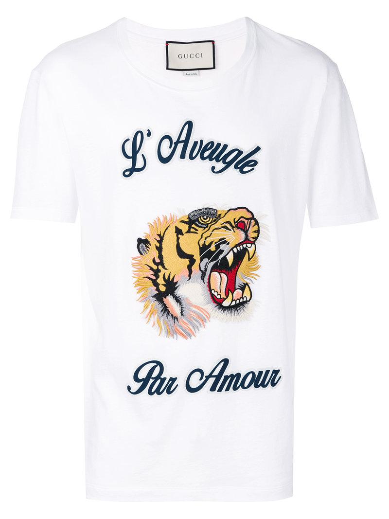 Gucci L'aveugle Par Amour T-shirt in White for Men | Lyst Australia